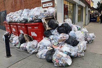 rubbish on black path